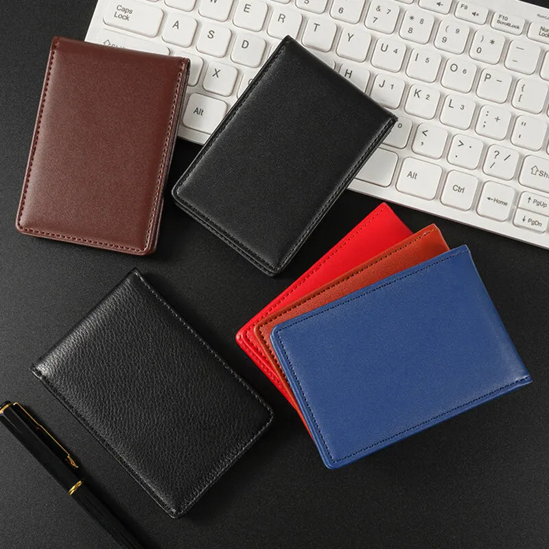 Leather Business ID Badge Clip Holder Name Tag Chest Card Work Pass