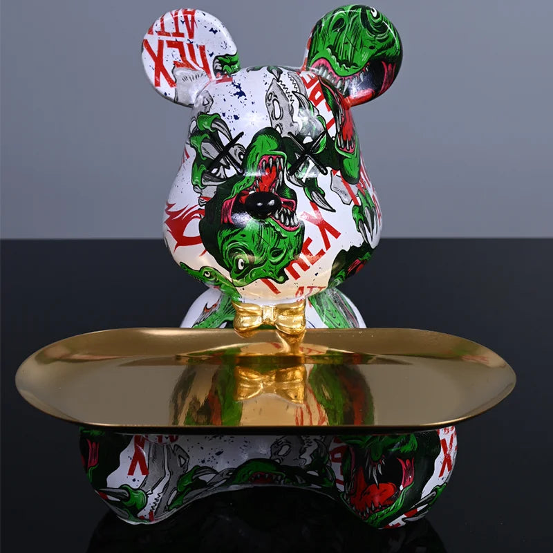 Colorful Bear Statues and Sculptures Butler Figure Ornaments Interior Nordic Decorative Room Table Decoration Resin