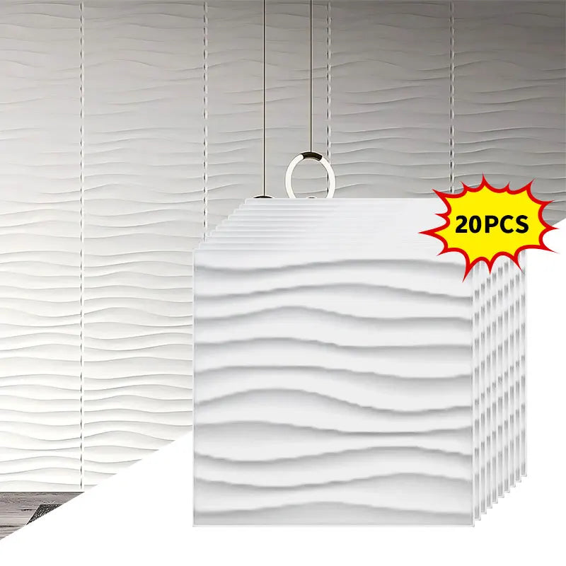 20PCS 3D Wall Panels 30x30cm Indoor Wall Decoration for Living Room Bedroom Hotel Office Mural Tile-Panel-Mold 3D Wall