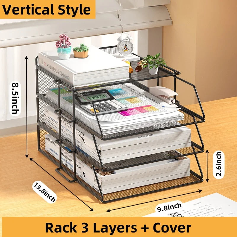 Office A4 Paper Desk Organizer Document File Letter Book Brochure Filling Tray Rack Shelf Carrier Metal Wire Mesh