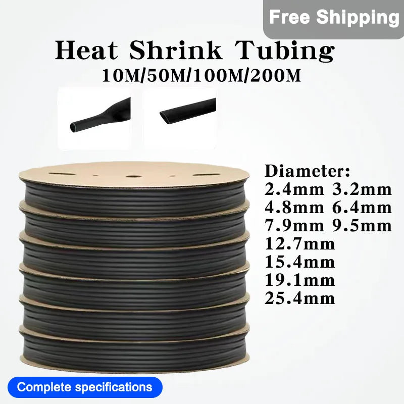 10/100M 3:1 Heat Shrink Tubing Dual Wall Adhesive Lined 2.4-25.4mm Waterproof Wire Cable Sleeve Kit Electrical