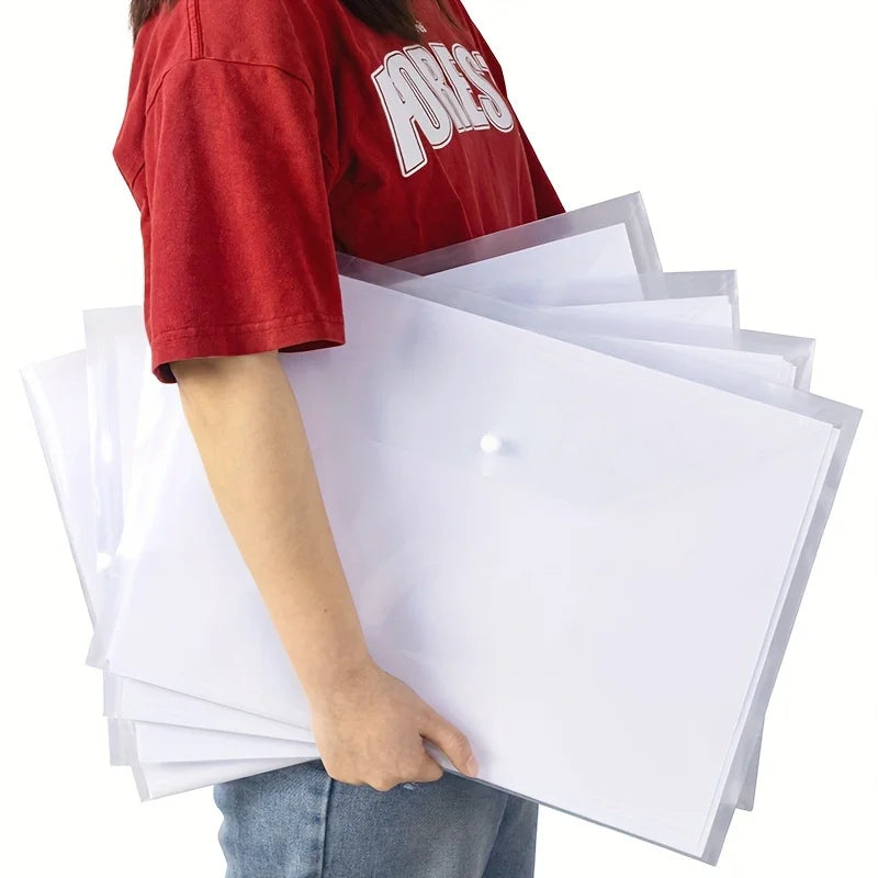 10 Pcs A3 Paper Storage Transparent File Bag Folders Button Bags Document Office - A3