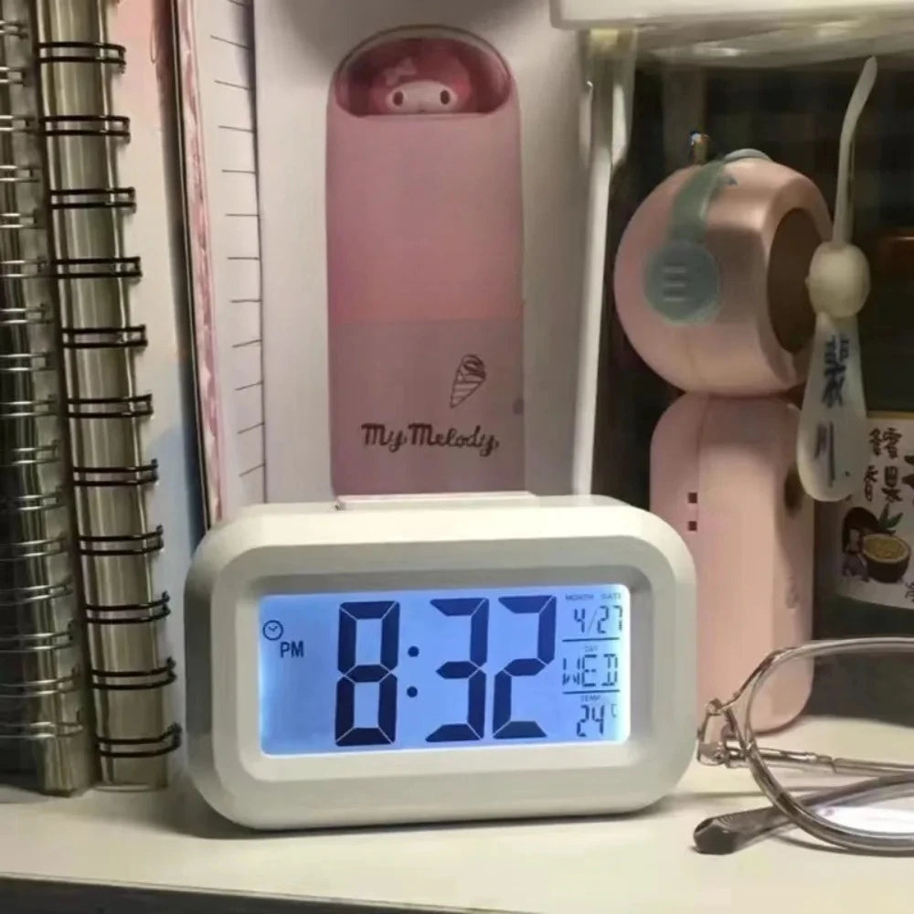 Mini Digital Alarm Clock LED Backlight Desktop Electronic Moment Calendar Snooze Multifunction Table Clock with Data