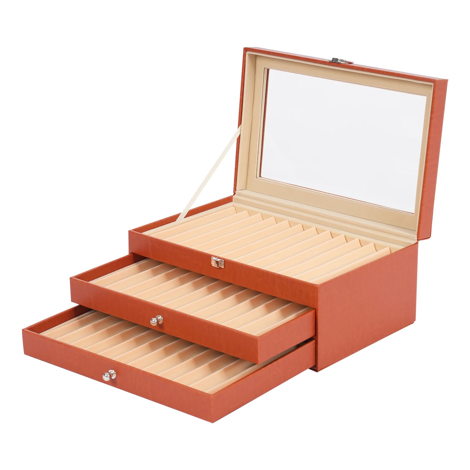 Fountain Pen Display Case -Pen Collection Display Case 3 Layer Fountain Pen Storage Display Box 36 Slots Wooden