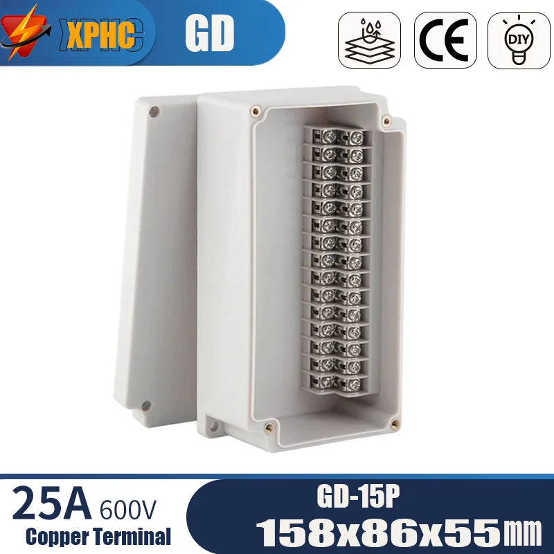 Outdoor ABS Plastic Electric Cable Branch Box Distribution Enclosure Case Home Monitor Waterproof Terminal Junction Box