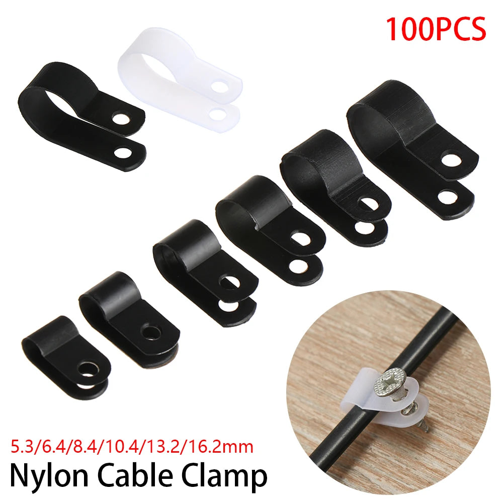 100pcs-r-type-nylon-cable-clamp-plastic-p-clips-black-nylon-fasteners-cable-mounting-fix-hardware-electrical-fittings