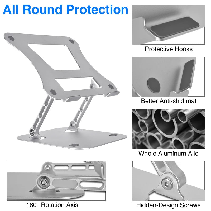 Tenmtoo Adjustable Laptop Stand Portable Aluminum Notebook Stand Compatible With 10-17.3 Inch Laptops and Macbook