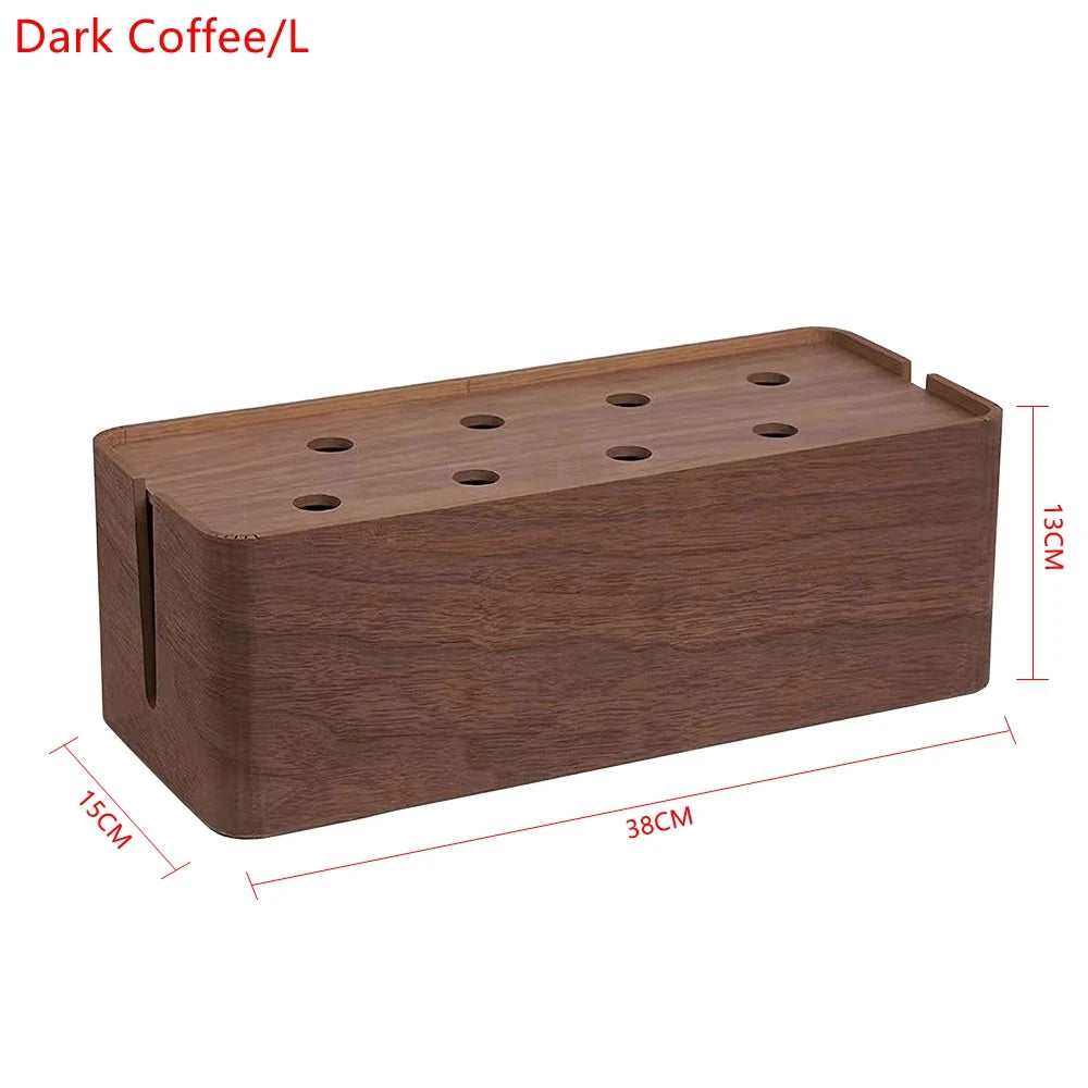Wooden Cable Management Box Made From Wood Material Desktop Hide Wires Power Strips Desk Cord Organizer Box For Home
