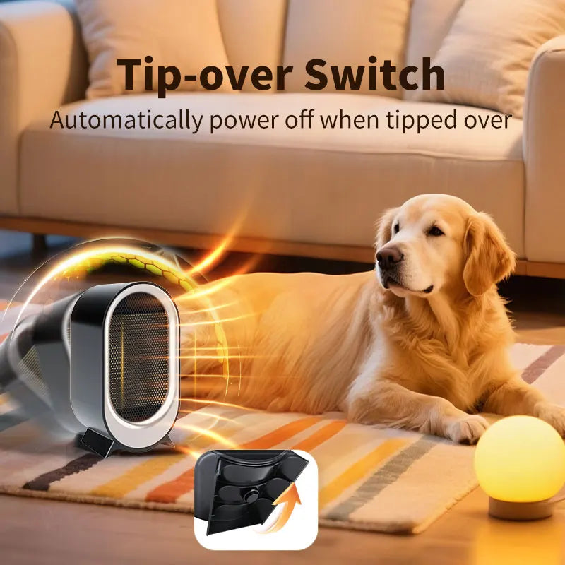 1200W Electric Heater Portable Mini Desktop Fan Heater Smart Hot Air Blower Home Bedroom Office Warmer Machine