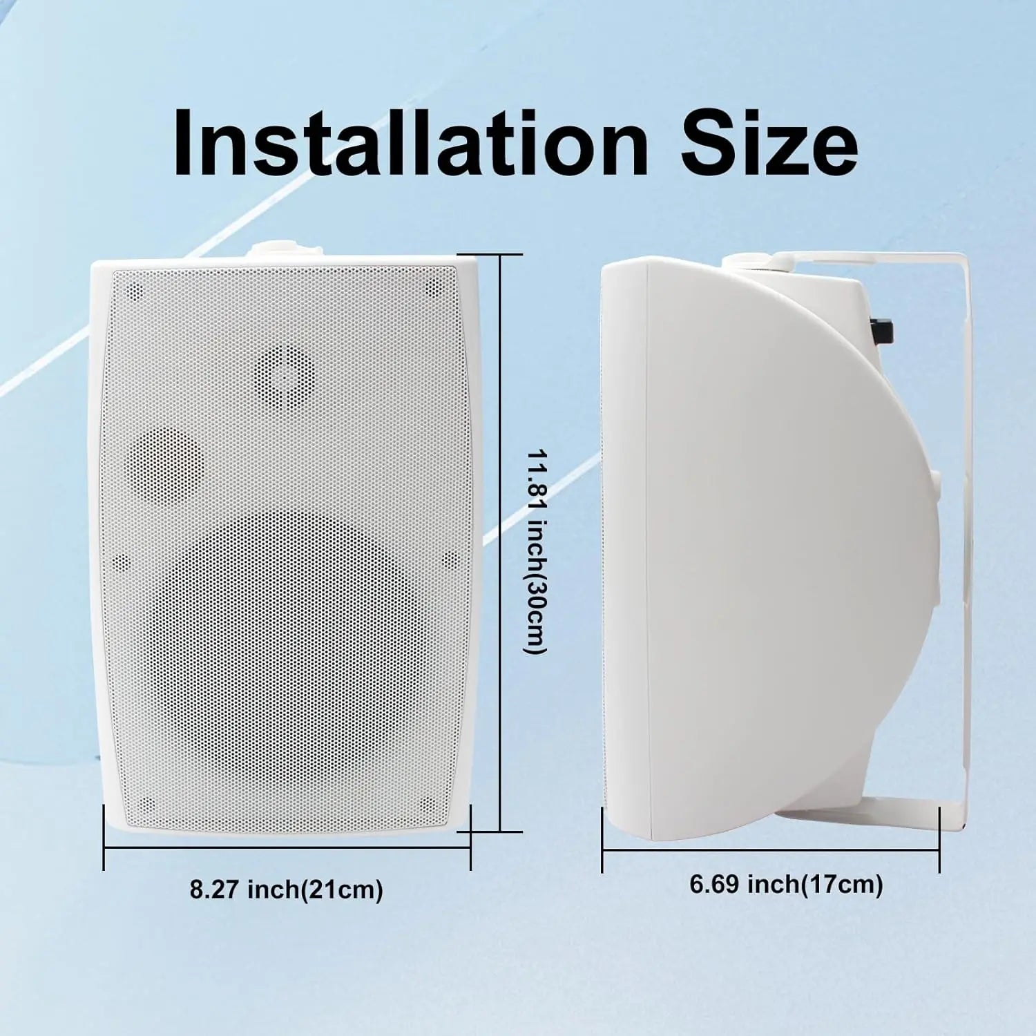 Herdio 2PCS 6.5‘’ 400W Outdoor Passive Speakers Wired Waterproof With Powerful Bass Wall Mount Speakers For Patio