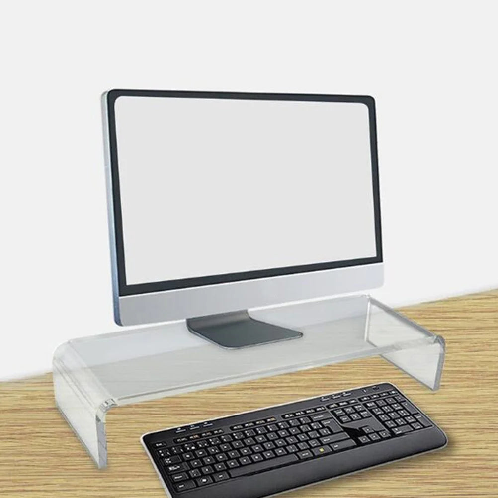 Acrylic Desktop Monitor Riser Stand Transparent Computer Holder Office Screen Shelf Storage Rack Improve Work