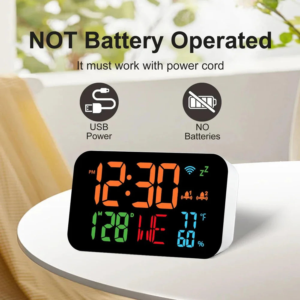 Tuya WiFi Desktop Clock Calendar Intelligent Thermometer Hygrometer with Digital LED Display Support WIFI