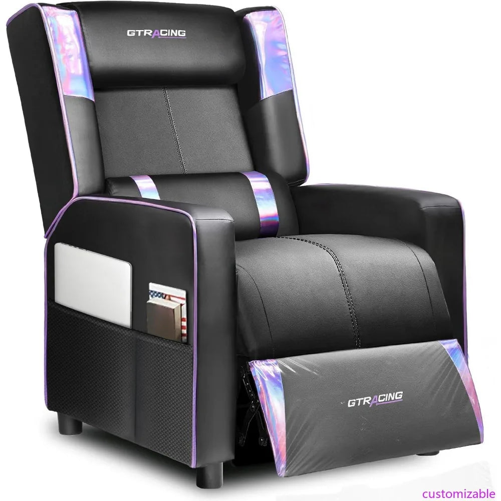 Gaming Recliner Chair: Modern PU Leather Sofa for Adults with Racing Style Ergonomics - United States / Purple