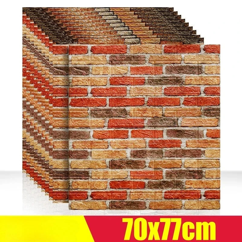 1/5/12pcs Foam 3D Wall Decor Sticker Waterproof Self-adhesive Brick Wallpaper DIY Living Room Wall Sticker Background
