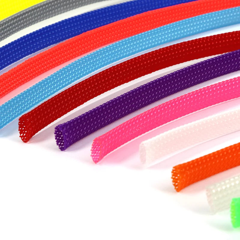 5m/lot Pure Colour Insulated Braid Sleeving Tight PET Wire Expandable Cable Sleeve Flame-retardant Nylon Braided Mesh