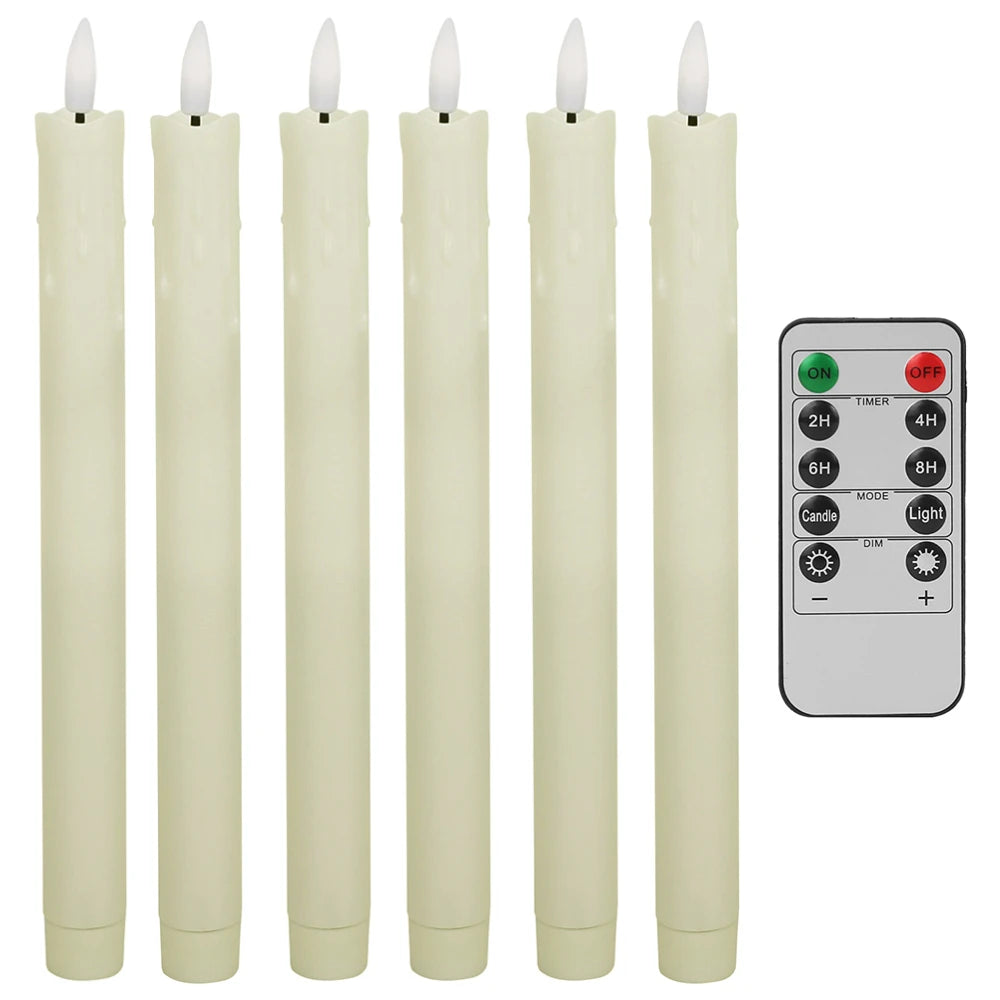 LED Flameless Taper Candles Flickering with 10-Key Remote 11’’ Battery Operated Ivory Candlesticks Christmas Home