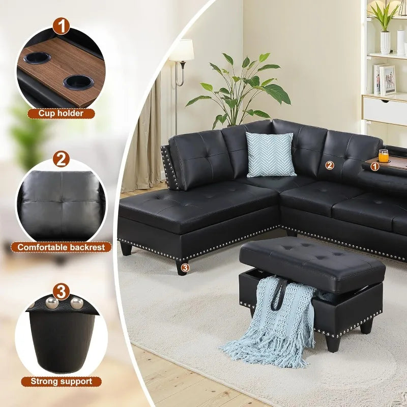 Sectional Couches for Living Room L Shaped Couch 3-Piece Sectional Sofa Set for Living Room and Small Apartment Classic