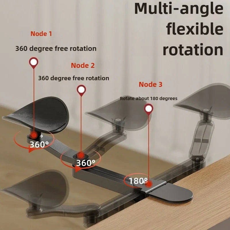 Aluminum Desk Arm Rest Support 360°rotation + 3 Height Adjust Ergonomic Arm Rest Mouse Pad Armrest Bracket Console
