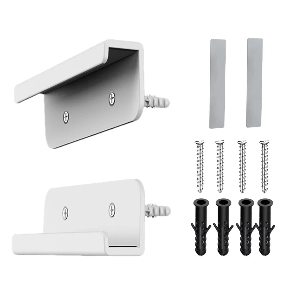 2 Pcs Universal Wall Mounted Tablet Stand Holder Fixed by Adhesive Or Screw for IPad/iPhone 15 14/Samsung/Xiaomi/Lenovo