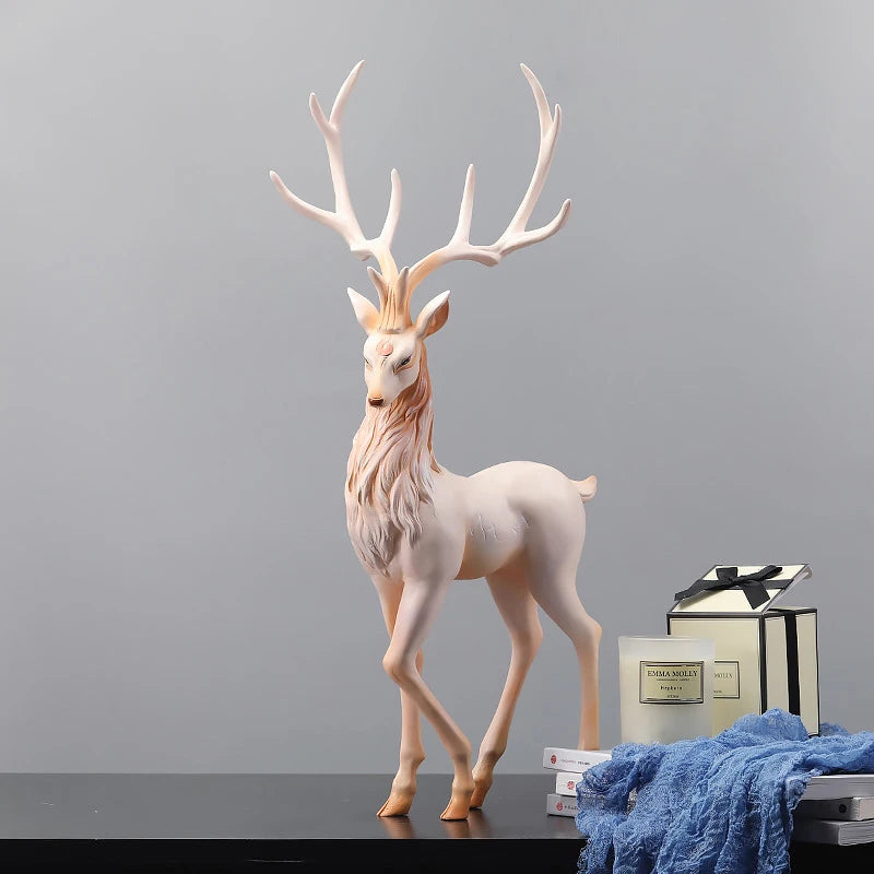 35cm High End Deer Statue Reindeer Figurines Resin ELK Sculpture For Living Room Luxury Home Decoration Nordic Tabletop