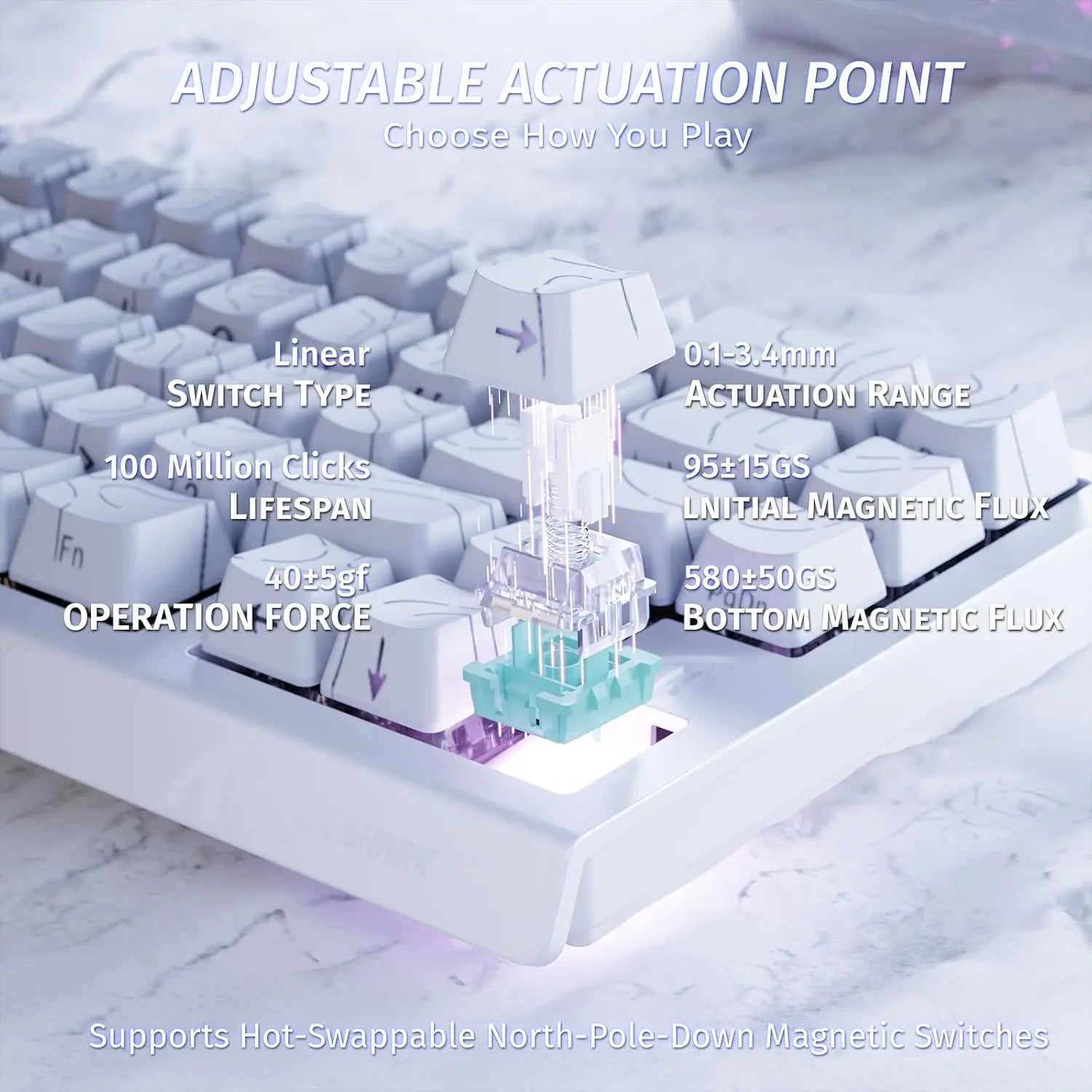 ATTACK SHARK X68 HE Rapid Trigger Mechanical Gaming Keyboard 60% Wired with Adjustable Actuation,Hall Effect Magnetic