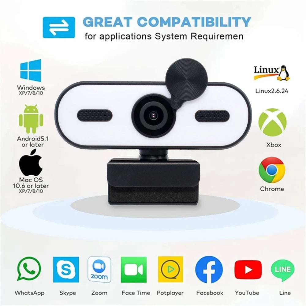 4K 2K Mini Webcam 1080P HD for PC Laptop Autofocus 30 FPS USB Webcam with Noise-Reducing Mic&Privacy Cover Web Camera