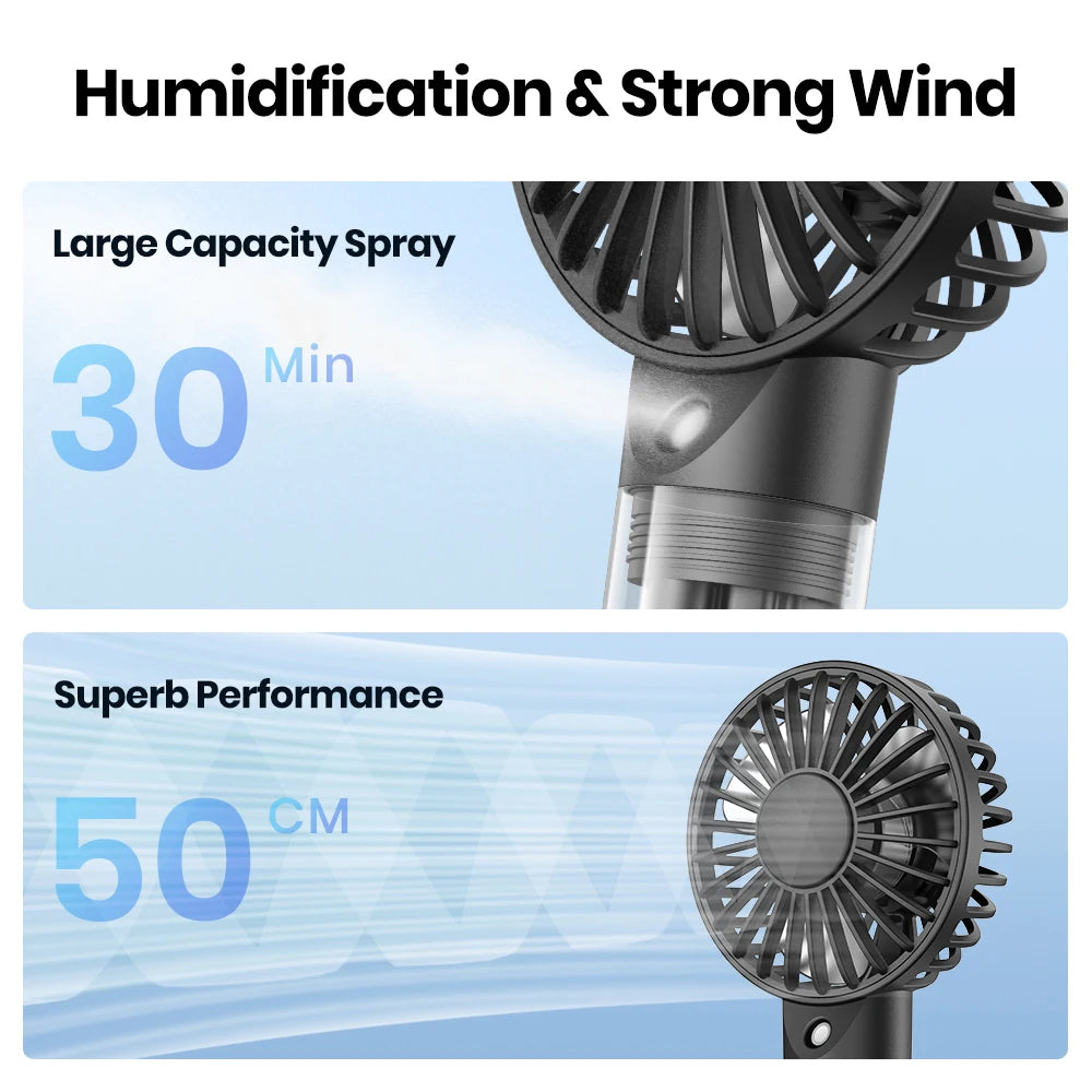 TOPK Portable Misting Fan Rechargeable Handheld Personal Spray Water Mist Fan 32ml Water Tank Mini Cooling Hand Fan