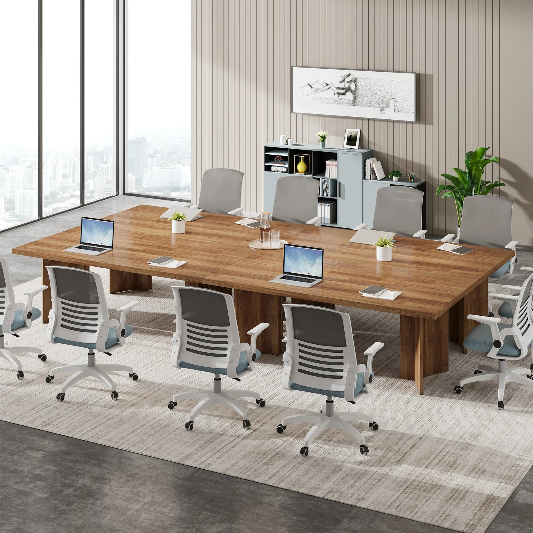 Tribesigns 63-inch Executive Desk Vintage Home Office Computer Desk with Large Tabletop Farmhouse Wood Writing