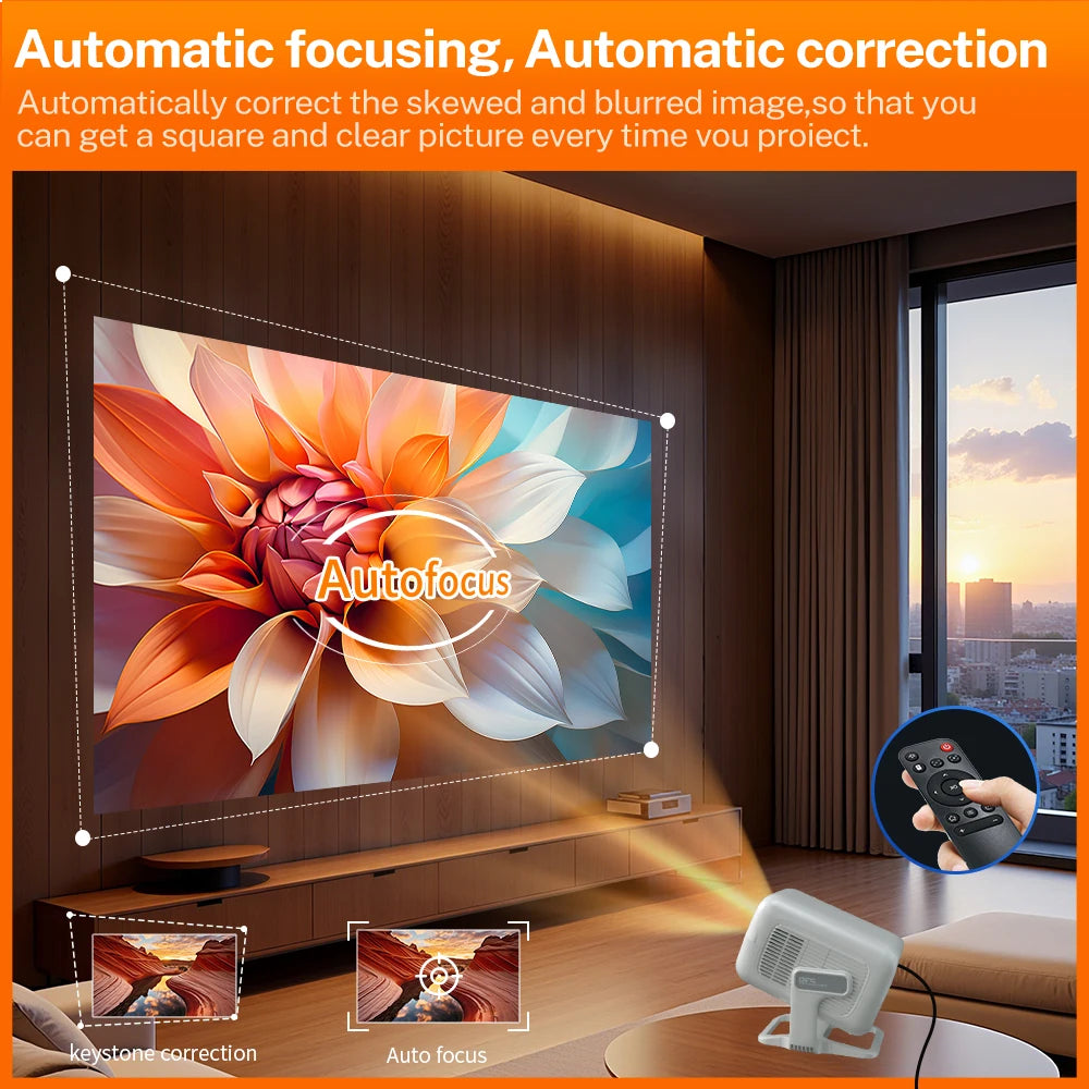 4K Ultra HD Projector 4500 Lumens Native 1080P Home Theater Projector with Built-in Speakers,120” Display with WiFi &