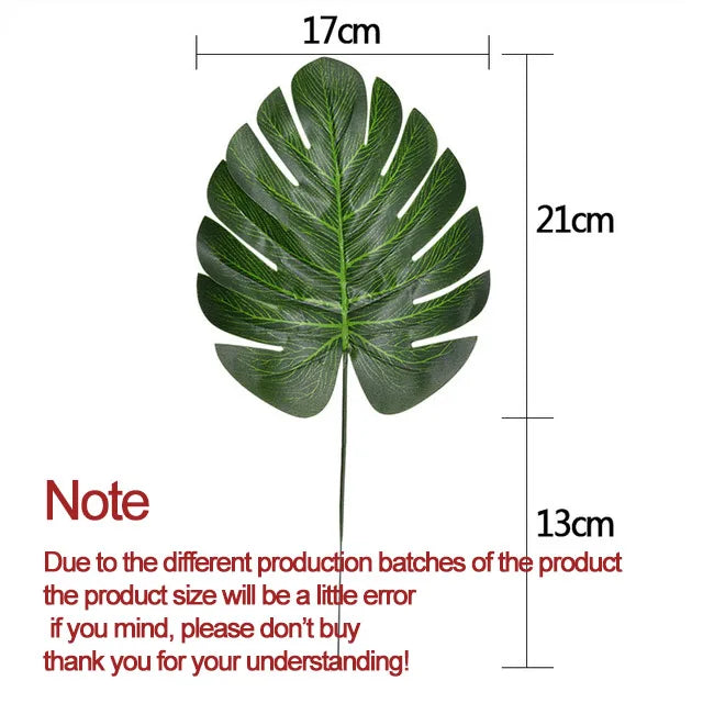 10-20 Pcs Artificial Plants Tropical Monstera Palm Leaves Simulation Leaf For Hawaiian Theme Party Decor Home Garden