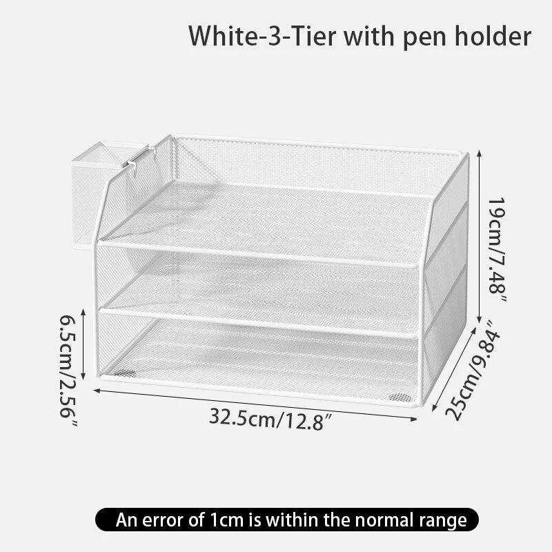 Metal file rack desktop file storage box integrated multi-layer document rack office desk bookshelf book stand