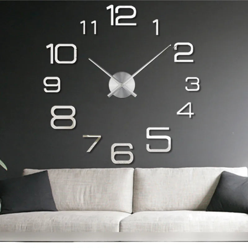 2025 Modern Design Large Wall Clock 3D DIY Quartz Clocks Fashion Watches Acrylic Mirror Stickers Living Room Home Decor