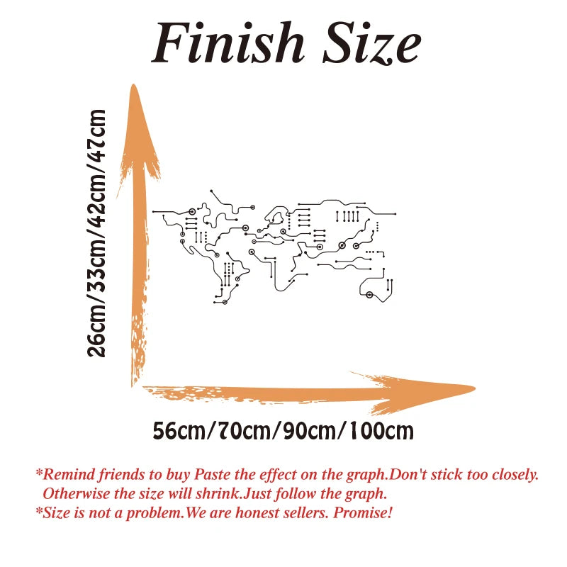 Circuit Board World Map Office Wall Sticker Technology Computer IT Software Geek Earth Wall Decal Classroom Vinyl Home