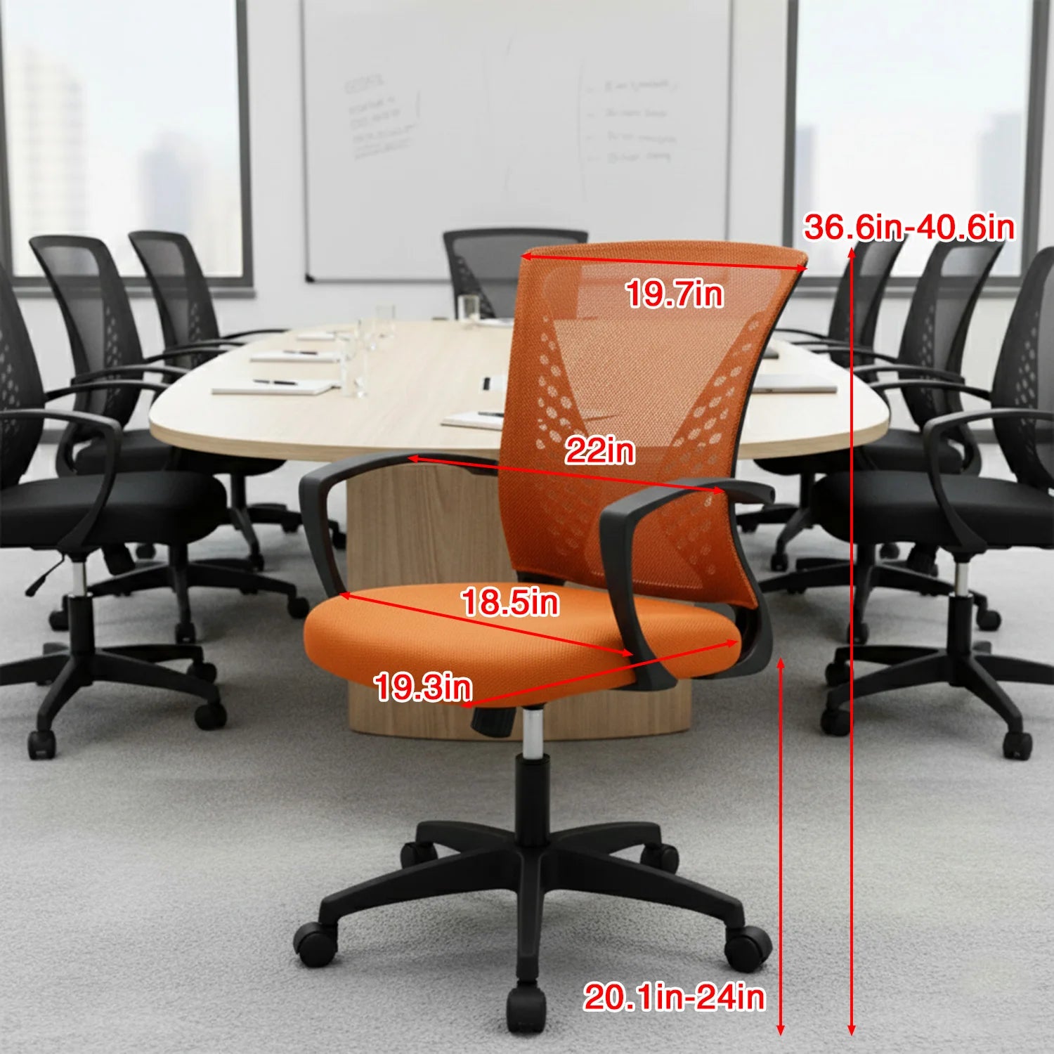 Office Chair Mesh Chair Ergonomic Computer Desk Chair Mid Back Swivel Lumbar Support with Armrest - Orange / United
