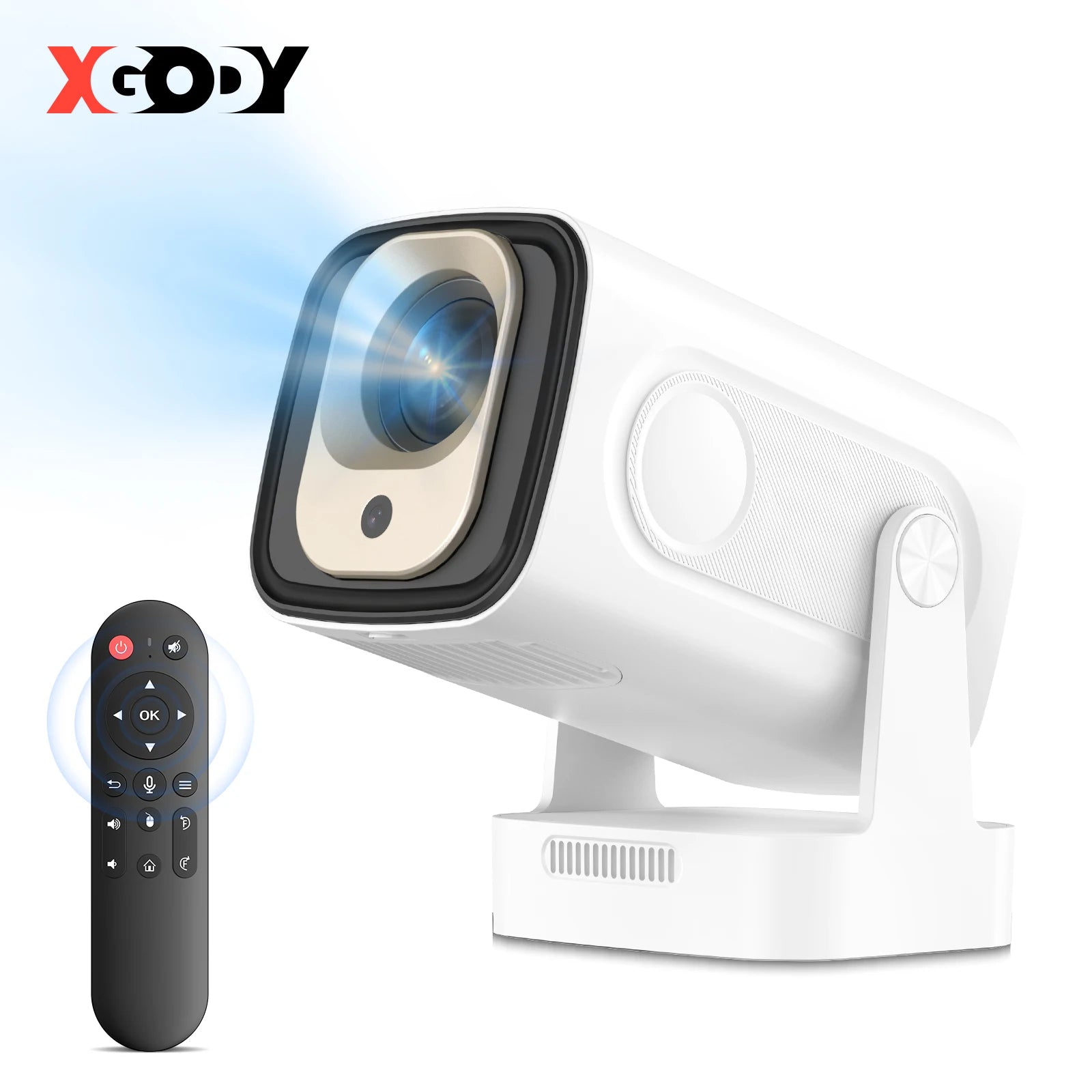 XGODY 4K HD Real 1080P 350ANSI Smart Projector with Android TV HD Movie Projector WiFi 6 Bluetooth 5.0 Portable Home