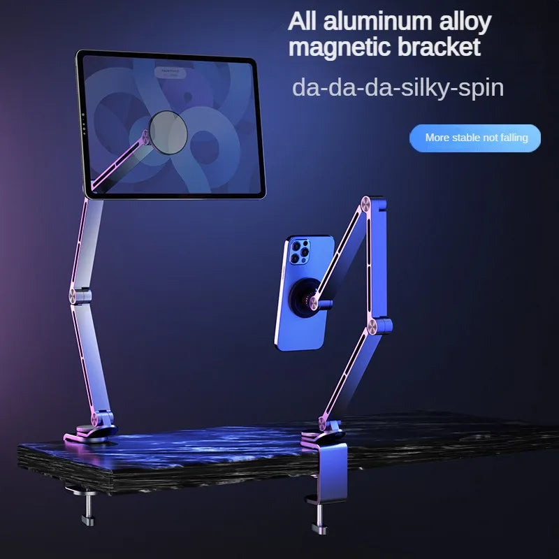 Dktop Magnetic Tablet Phone Stand Magnetic Phone Adjustable Boom Arm Stand Suitable for iPad Lazy Folding Aluminum