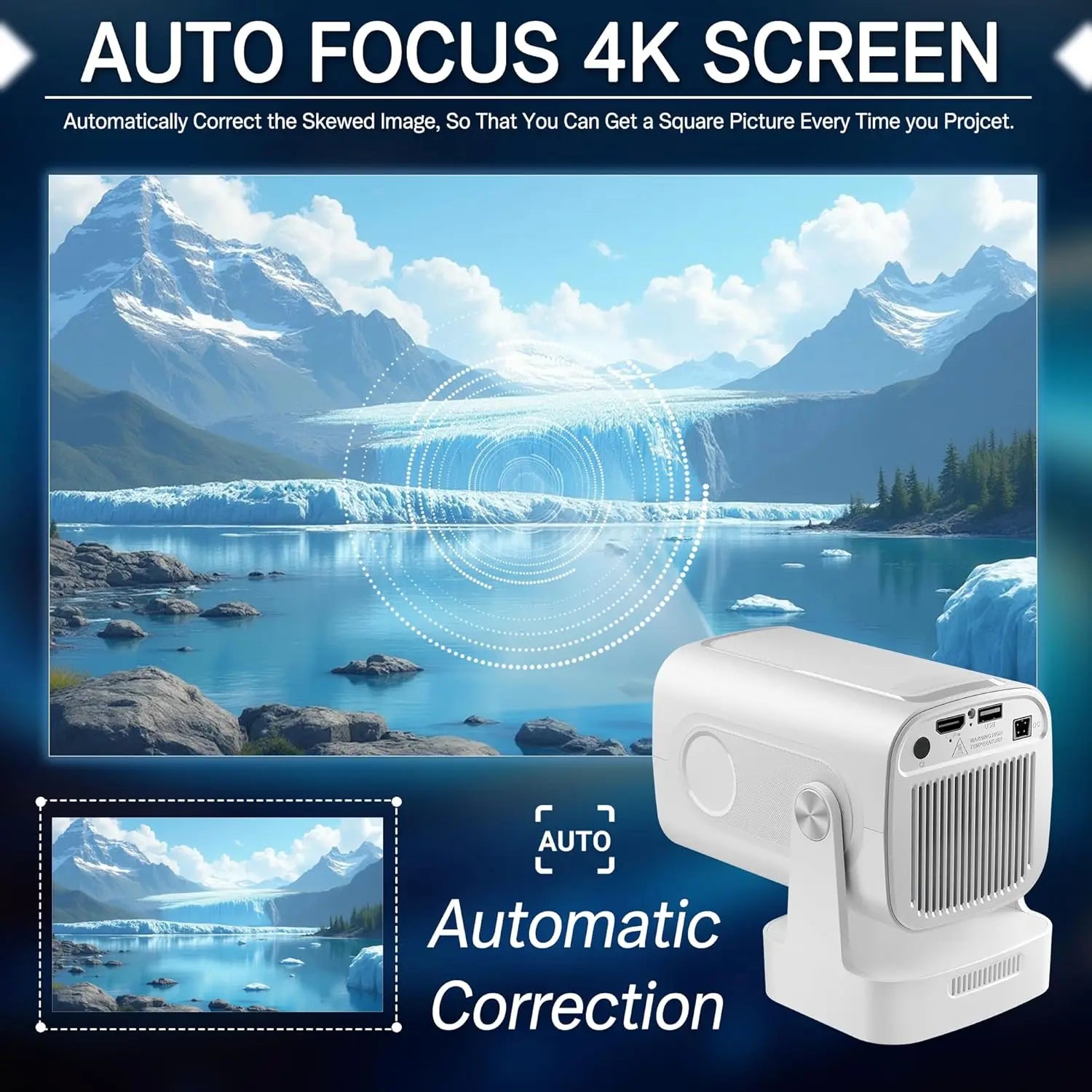 XGODY Projector Gimbal 5 Pro/3S 4K Android 11.0 Native 1080P/720P Autofokus 330ANSI Dual Wifi Bluetooth Home Theater
