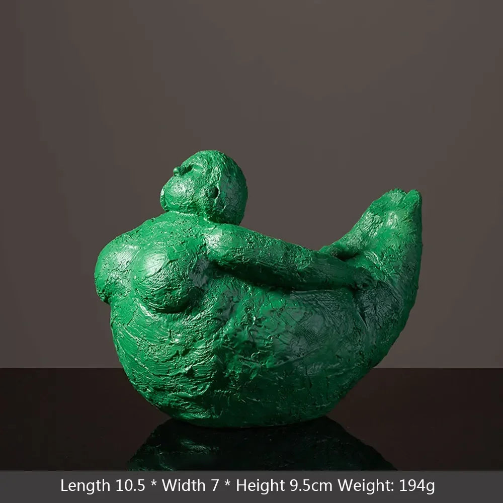 Resin Abstract Fat Lady Yoga Statue Home Decor Decoration Room Figurines For Interior Desk Accessories Sculptures