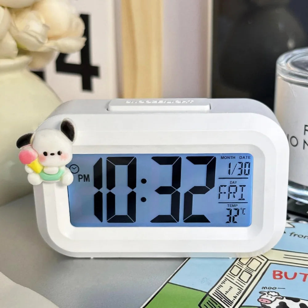 Mini Digital Alarm Clock LED Backlight Desktop Electronic Moment Calendar Snooze Multifunction Table Clock with Data