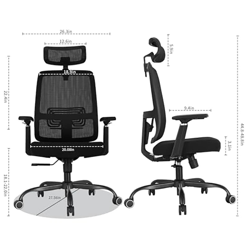 OMESER Ergonomic Office Chair High Back Adjustable Swivel PU Leather Desk Chair with Headrest & Lumbar Support for Home