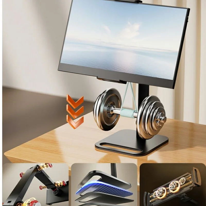 30Cm Adjustable Monitor Holder Height 360 Rotating Portable Bracket Tablet Free Standing Low Profile Desk Mount Clip Up