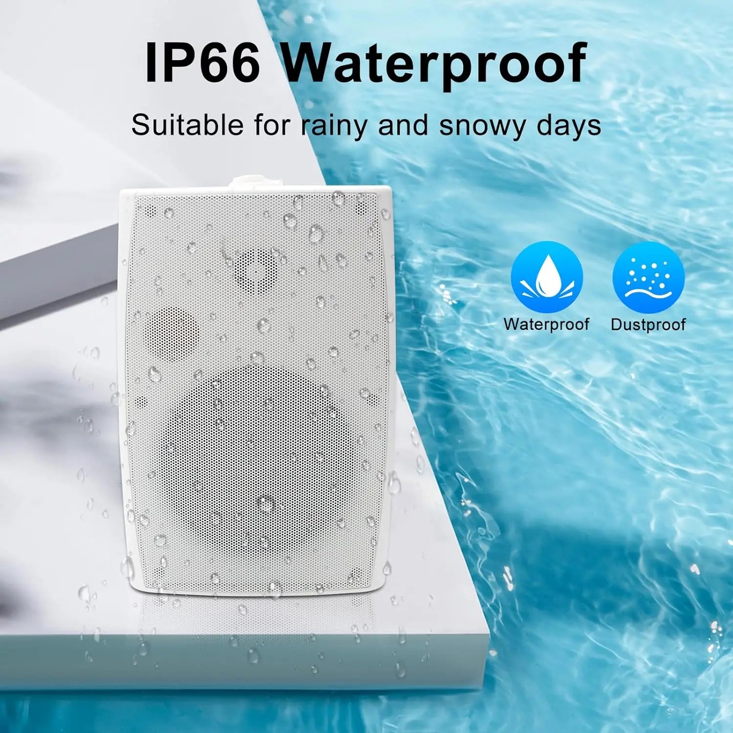 Herdio 6.5’’ 400Watts Indoor Outdoor Bluetooth Speakers Waterproof Wired With Powerful Bass 2Way Wall Mount Speakers