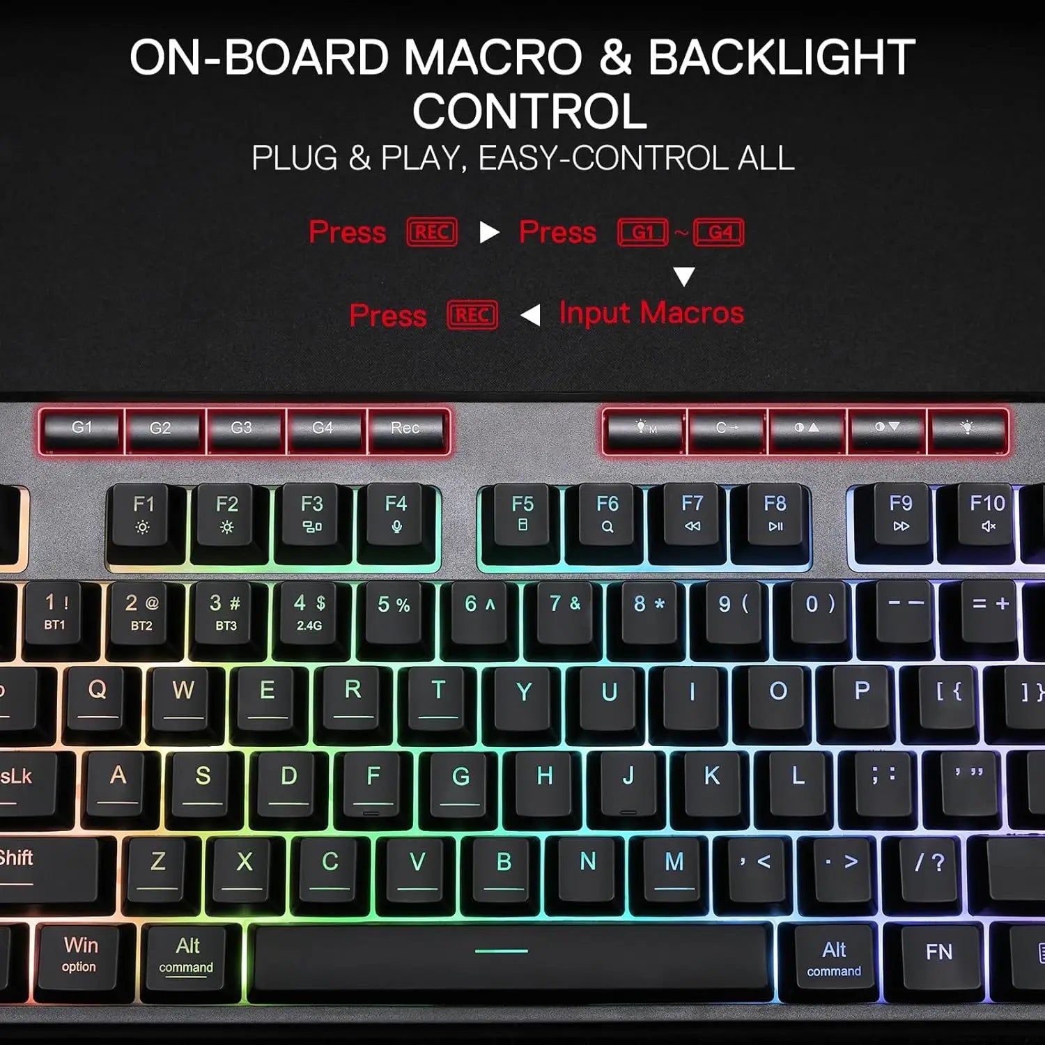 Redragon K516 PRO Shiva TKL RGB Wireless Membrane Gaming 87 Keys Mechanical-Feel Keyboard,Smooth Linear Switch - Desktop