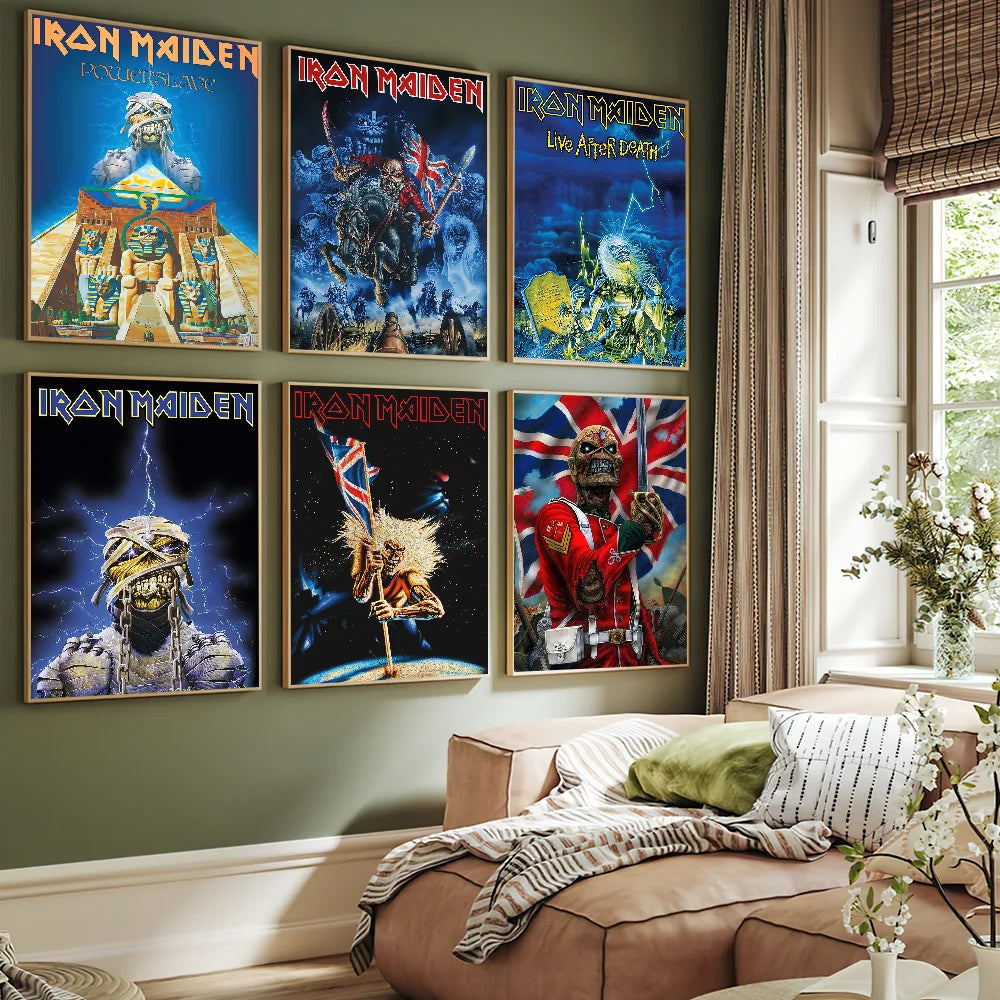 Band I-Iron M-Maiden Poster Self Adhesive Painting Living Room Office Decoration Bedroom Home Wall Sticker Prints