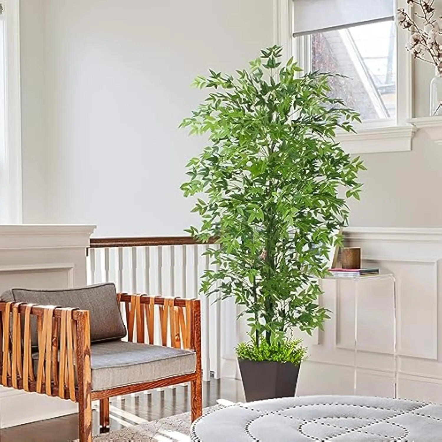 6ft Tall Artificial Nandina Tree Faux Bamboo Plant Real Touch Nandina Leafs Artificial Tree for Home Office Indoor