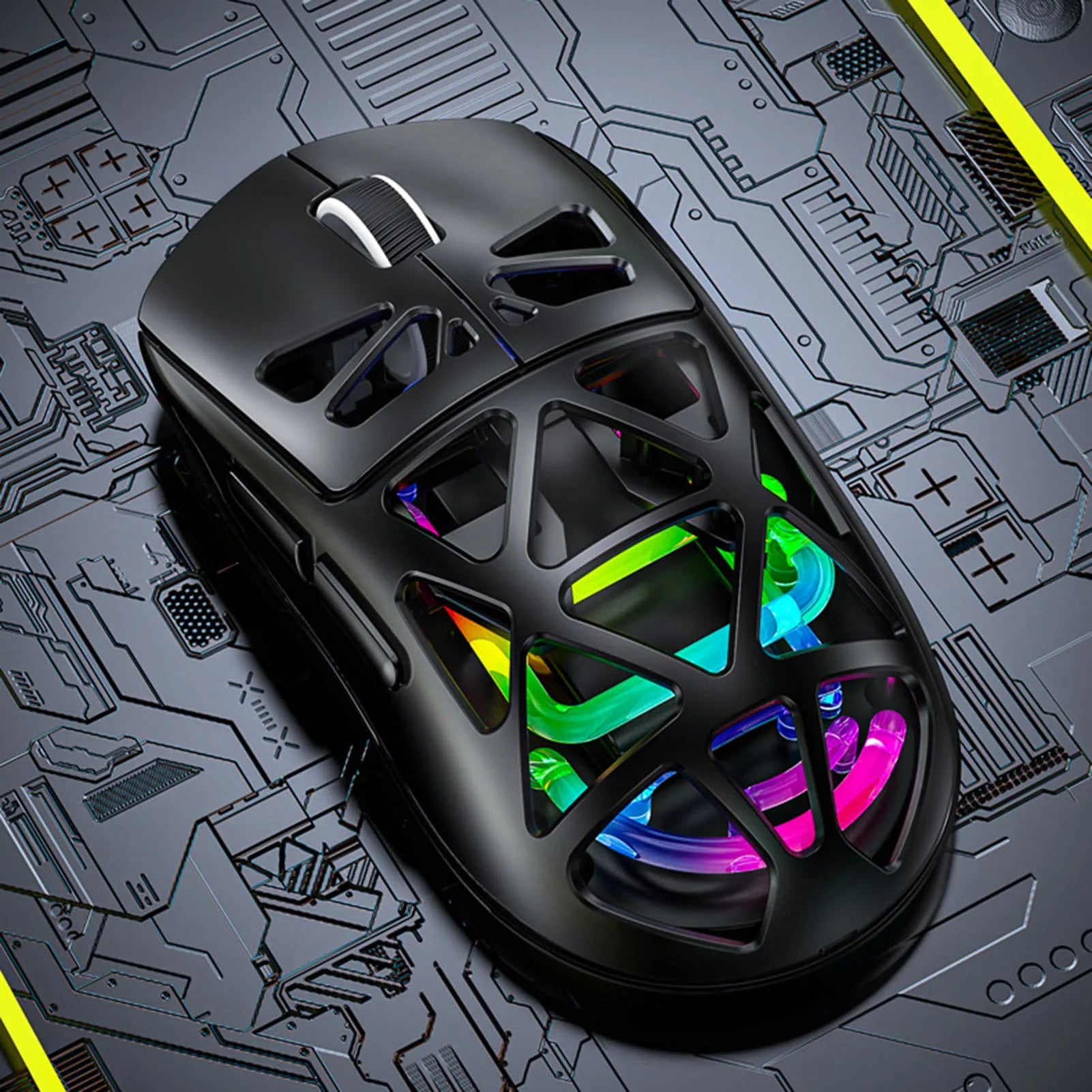 Wireless Gaming Mouse Rechargeable Bluetooth Mouse 4800DPI Comfortable Touch Hollow Shell Lightweight for PC for Wins 7