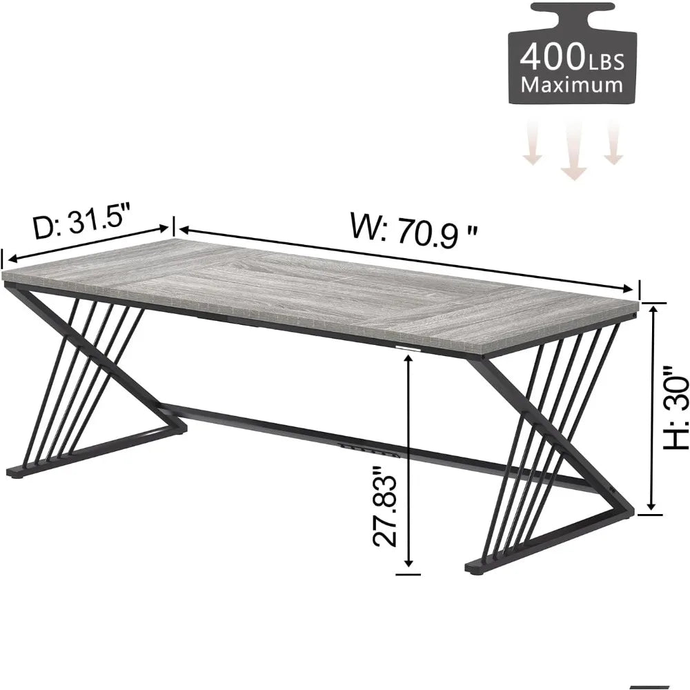 70.9 Z-legged industrial computer desk 2-person modern home office desk large gaming administrative desk - United