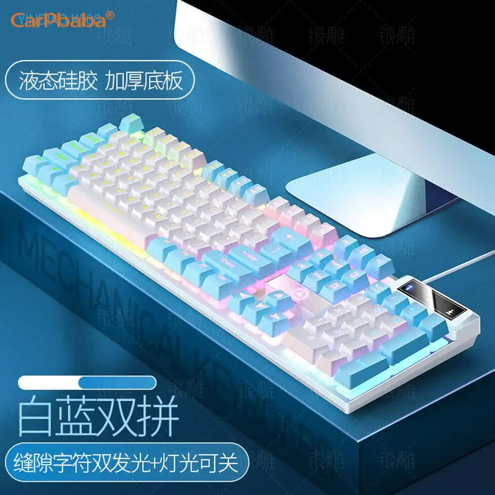 Carpbaba K500 104 Key USB Wired Gaming Keyboard Color Backlit Mechanical Hand Feel Keyboard for Computer Laptop PC