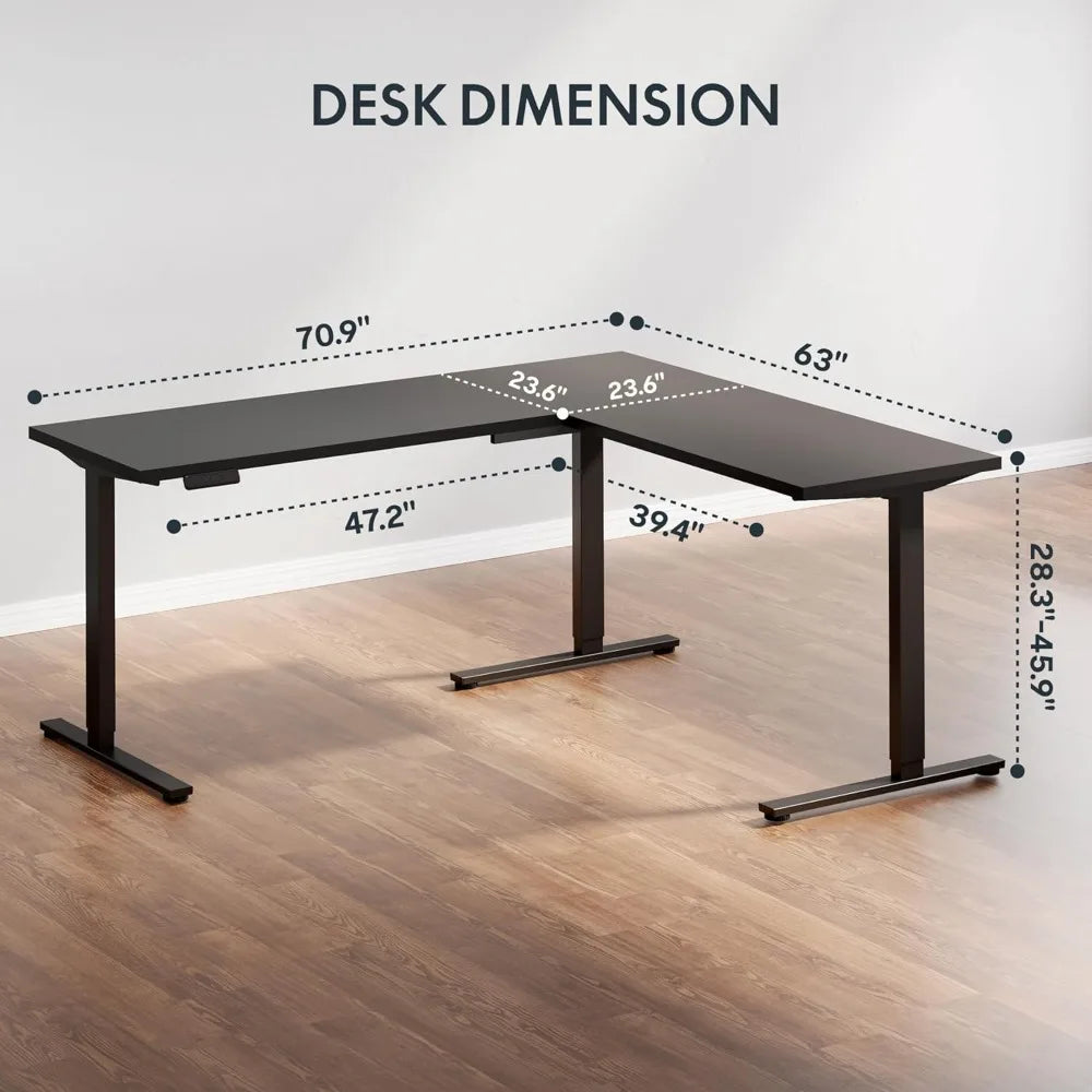 L Shaped Standing Desk Adjustable Height Electric Corner Standing Desk,71 x 63 inch Sit Stand Computer Table