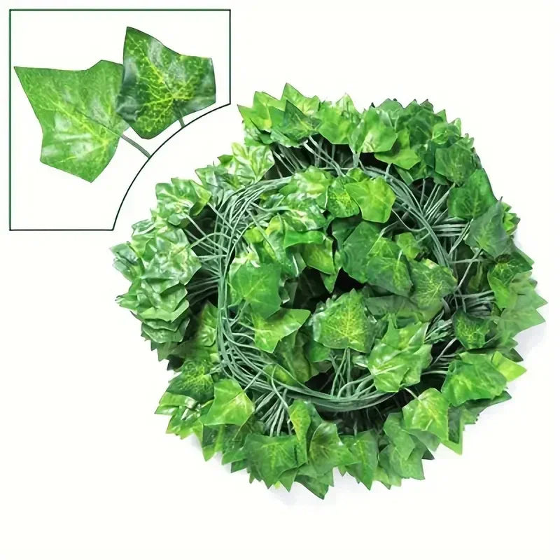100/2M Artificial Green Ivy Vine Garland Fake Leaf Plants Rattan Hanging Creeper Garlands for Garden Wedding Party Wall
